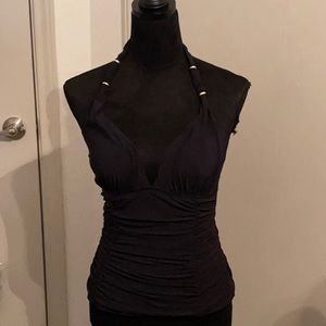 Black Ruched Lands End Swim Tankini
